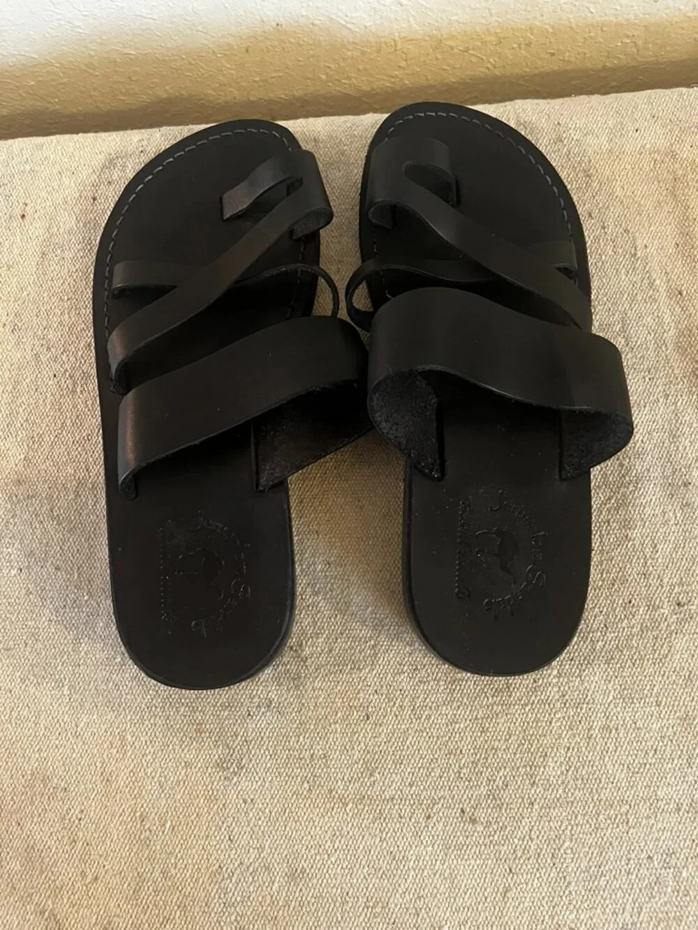 Jerusalem The Good Shepherd Men's Black Leather Jesus Sandals Sz 10